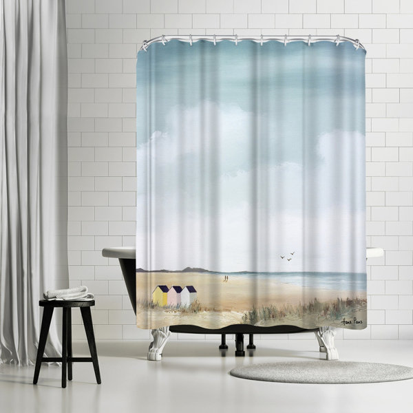Bless international 71" x 74" Shower Curtain, Beachhuts 2 by Hans Paus